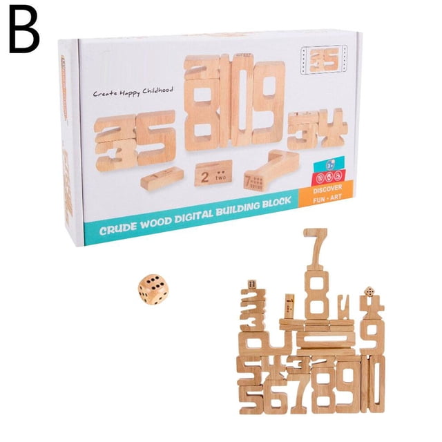 Wooden Children'S Digital Large Particle Building Block Game Color Digital Variable Building Blocks Early Education Puzzle Building Game