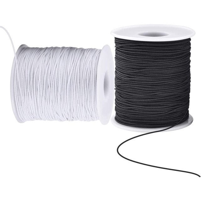 1mm Elastic Cord Stretchy String for Bracelets, Necklaces, Jewelry Making, Beading, Masks; 109 Yards Black