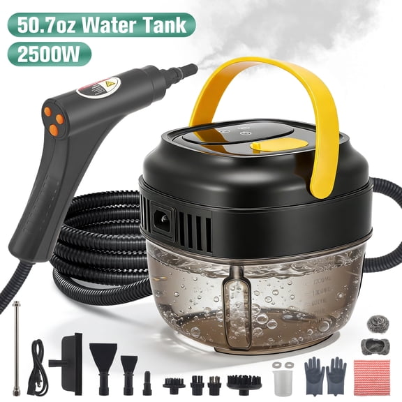 ALILYY Handheld Steam Cleaner for Home,Steamer for Cleaning,50.7oz Water Tank,Portable Steam Cleaner with 19 Accessories for Home Cleaning,Grease,Floor,Couch,Window,Car Seat,Tile,Grout,Black