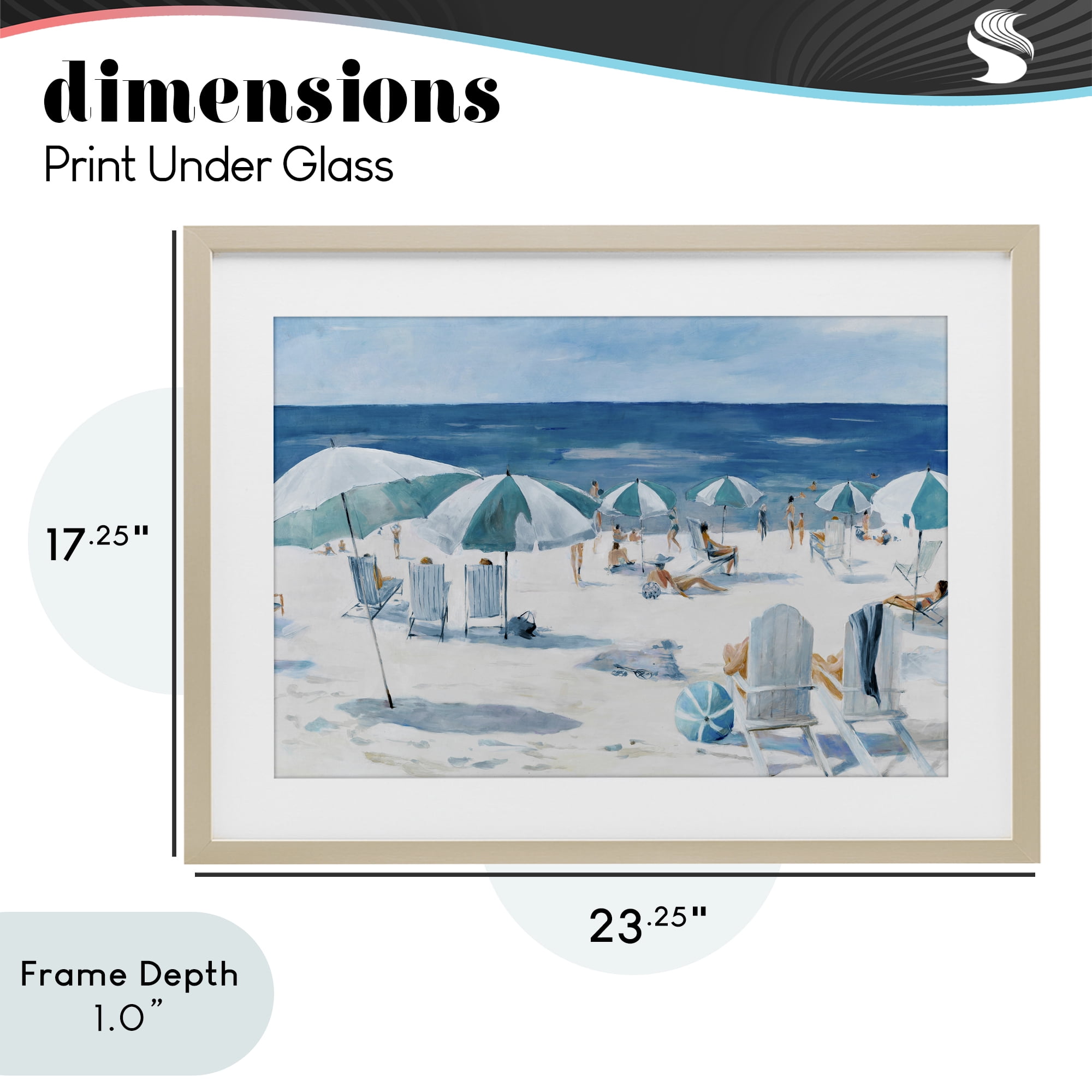 Stupell Industries Umbrella Beach Coastal Scene Birch Framed Print Under Glass, design by Lorenzo Collective