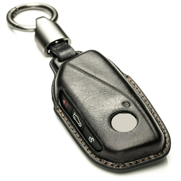 Vitodeco 3D Premium Leather Smart Key Fob Case Compatible with BMW 2, 3, 5, 6, 7 M Series, X1, X3, X4, X5, X6, X7 - (2023-2026 Models) (4-Button, Black)