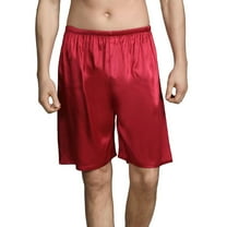 Defitshape Men's Satin Sleep Shorts Boxers Underwea Pj Pajama Bottom Casual Nightwear Bunched Loungewear Cool Summer Elastic Burgundy Large