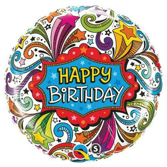 LOONBALLOON 1970s Balloons, 18″ BIRTHDAY GROOVY SHOOTING STARS