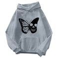 thumbnail image 4 of RUTAYY Women's Hoodies Butterfly Print Casual Loose Fit Long Sleeve with Drawstring Pockets Pullover Streetwear Autumn Outerwear Hooded Sweatshirt Grey, 4 of 4