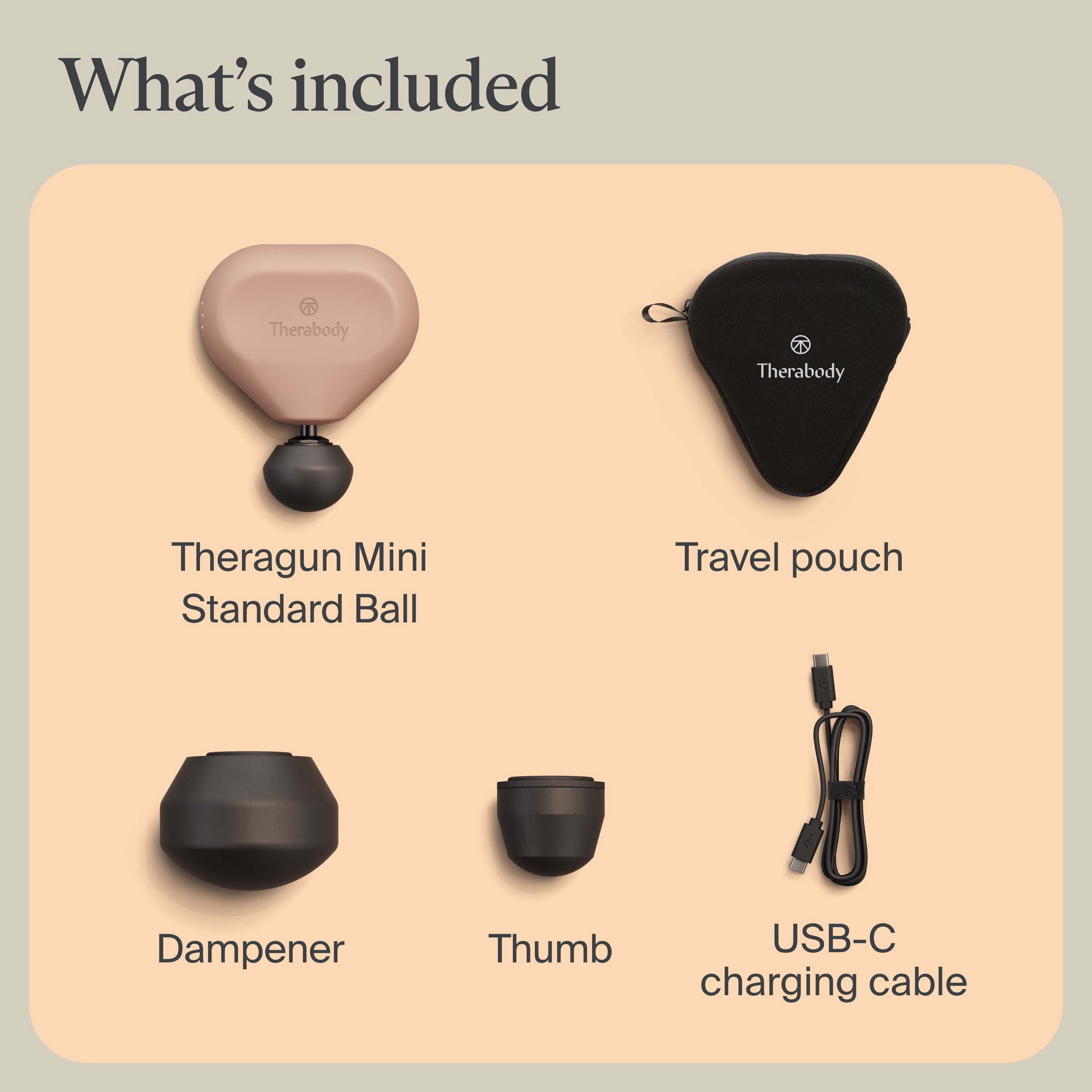 TheraGun Mini 3rd Generation Massage Gun | Travel Size Therapy Gun with 3 Attachments | Desert Rose