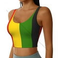 thumbnail image 2 of Sports Bra Women Running Yoga Clothes Vest Jamaica Flag Stripe Gathering Fitness Vest, 2 of 7