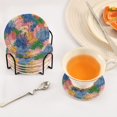thumbnail image 7 of 6 Pcs Drink Coasters with Holder 3.94in Woven Coasters for Drinks Colorful Splashes and Brushstrokes Coaster Set for Protection Table, 7 of 7