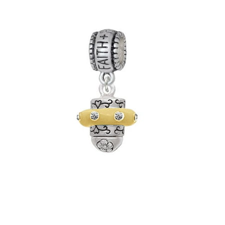 Crystal Two Tone Spinner - Faith Hope Love Charm Bead