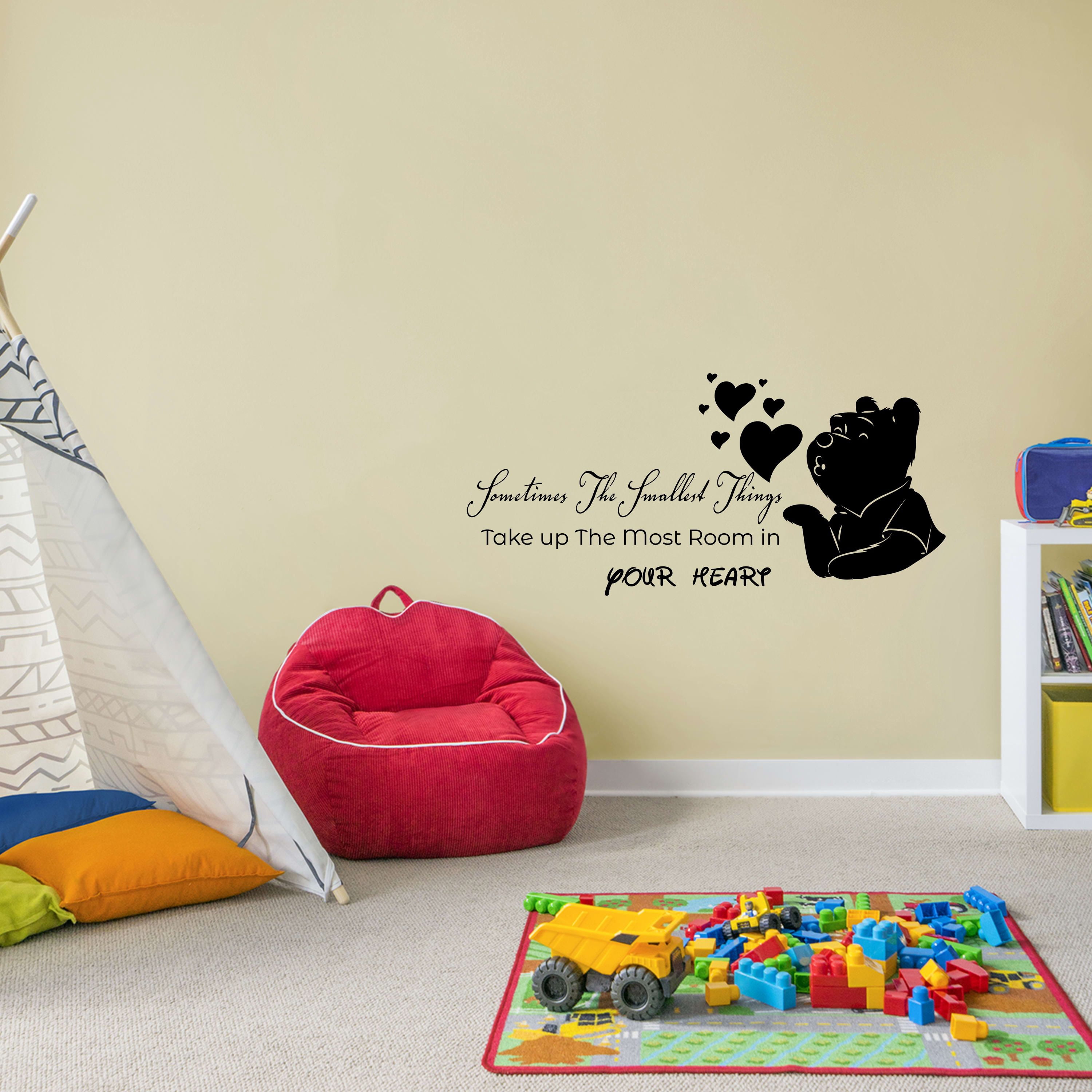 Room In Your Heart Pooh Cartoon Winnie Quote Positive Life Inspiration Quotes Saying Wall Art Sticker Designs Vinyl Stickers For Home House Walls Rooms Windows Bedroom Decoration Size (18x20 inch)