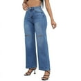 thumbnail image 1 of Bowake Ripped Jeans for Women High Waisted Washed Straight Leg Denim Pants Casual Stretchy Distressed Button Fly Trousers, 1 of 7