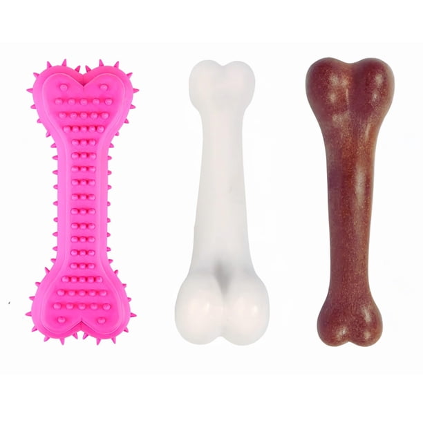 Bambinom Juguete para Masticar Huesos de Perro Duradero para Razas pequeñas Hueso para Masticar para Cachorros Chirriantes Apoya la Salud Dental y el Alivio de la Dentición 4.5 Paquete de 3 para Perro