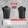 thumbnail image 3 of First Mfg Co - Unbeatable - Men's Motorcycle Biker Riding Black Leather Vest - 2X Large - Armor Pockets, 3 of 5