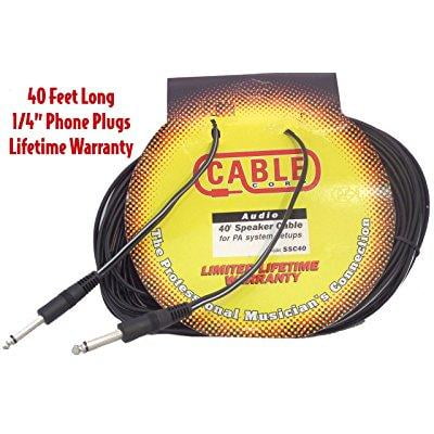 Cable Molded Ends - Performance Plus SSC40 40' Molded End 18 Gauge Straight Speaker Cable, Black
