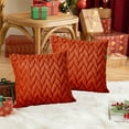 thumbnail image 2 of chaungfeng Soft Decorative Throw Pillow Covers 18 X 18 Inches, Plush Neutral Square Leaf Velvet Cushion Cases for Couch Sofa Bedroom Car Home Decor (Orange), 2 of 6