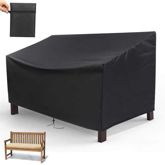 Scheam Black Waterproof Bench Cover,1 Pcs Heavy Duty 210D Oxford Outdoor Loveseat Cover,2-Seater Sofa Chair Protective Cover,for Patio Garden Furniture 53"L x 26"W x 35"H