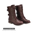 thumbnail image 3 of Botas de Combate para Mujer DREAM PAIRS, Altura Media, Color Burdeos, Talla 8.5, 3 of 8