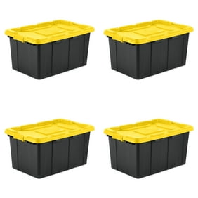 Durabilt By Homz 15 Gal Plastic Storage Tote Black Yellow Set