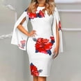 thumbnail image 2 of QIPOPIQ Robes pour Femmes Robe à Étages Fumée Manches Courtes Robes Décontractées Col Rond Robe d'Été Imprimé Fermeture Éclair Boutons Robes Offres 2023, 2 of 6