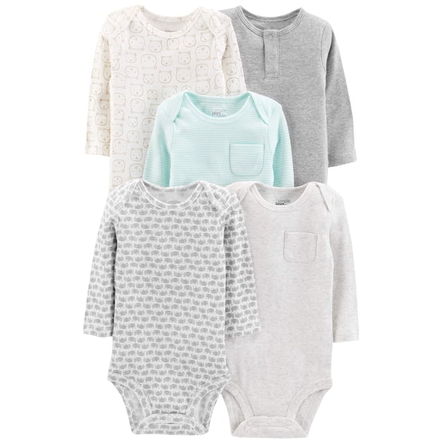 Body de manga larga Simple Joys by Carter's, paquete de 5 unidades, 24 meses