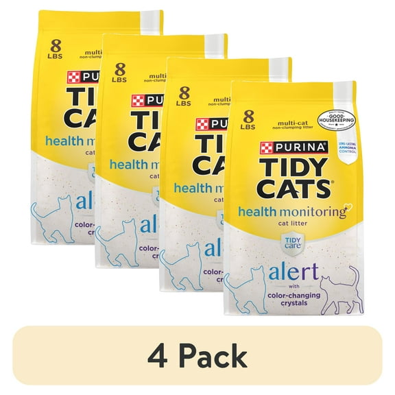 (4 pack) Purina Tidy Cats Tidy Care Alert Health Monitoring Cat Litter, Unscented, 8 lb Bag