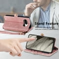 thumbnail image 6 of Mantto Case for Google Pixel 8, Zipper Wallet Card Holder Flip Stand Premium Leather Case with Removable Wristlet Strap, RFID Blocking Magnetic Closure Case for Google Pixel 8, Pink, 6 of 12