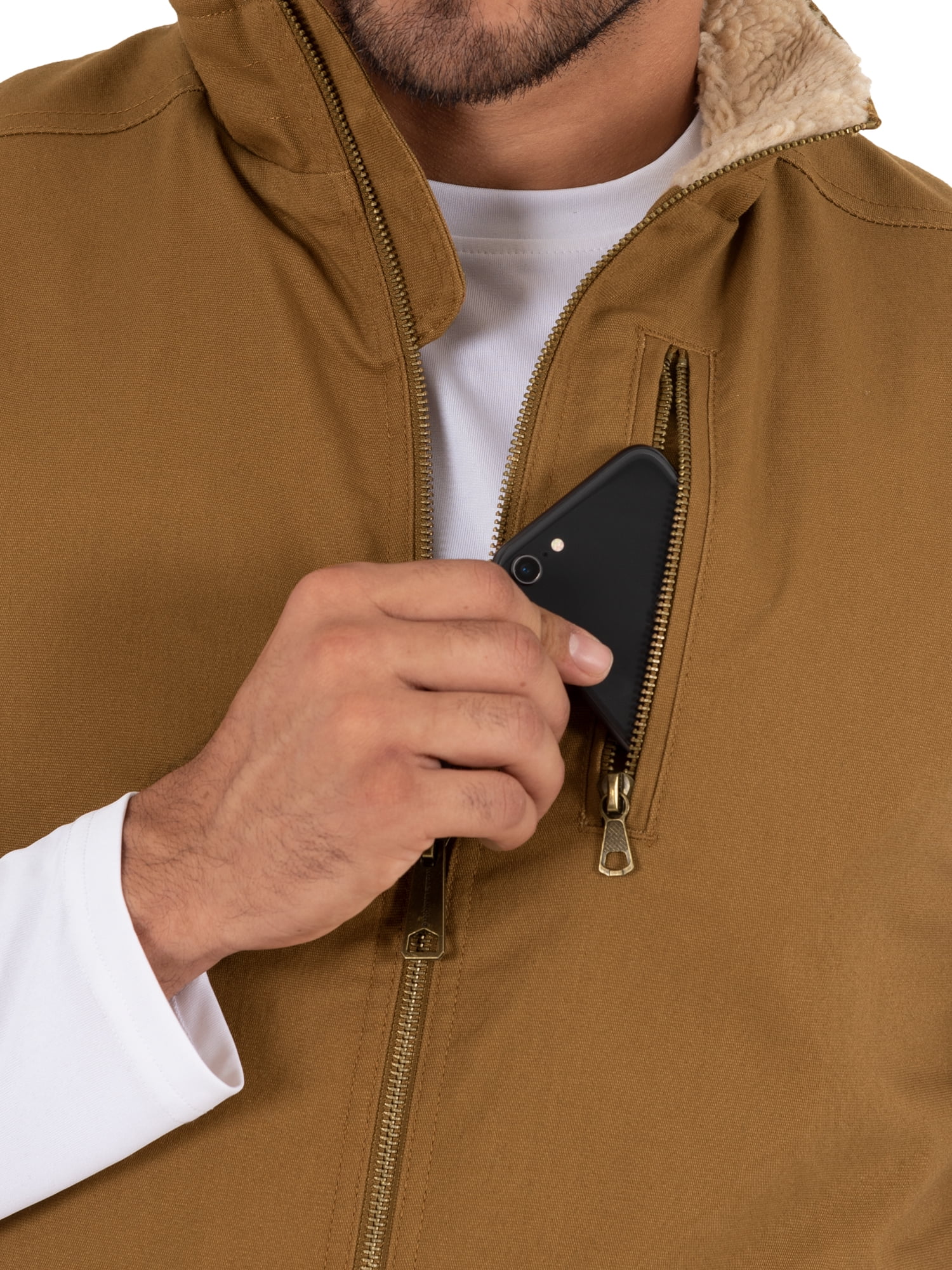 Wells Lamont Men's Sherpa Lined Canvas Vest with Zip Utility Pocket