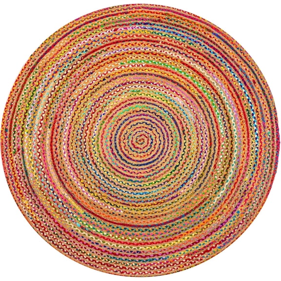AFFERTO Handmade Jute Chindi Rug – Simple Round Braided Eco-Friendly Rug for Boho, Farmhouse & Modern Home