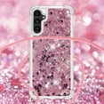 thumbnail image 5 of Long Crossbody Lanyard Clear Case for Samsung Galaxy A14 with Adjustable Neck Strap, Glitter Sparkly Bling Quicksand Phone Cover Cases for Samsung Galaxy A14 4G/ 5G QKG Rose Gold, 5 of 14
