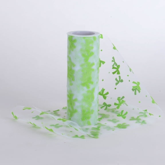 Bow Design Tulle Roll - Apple Green