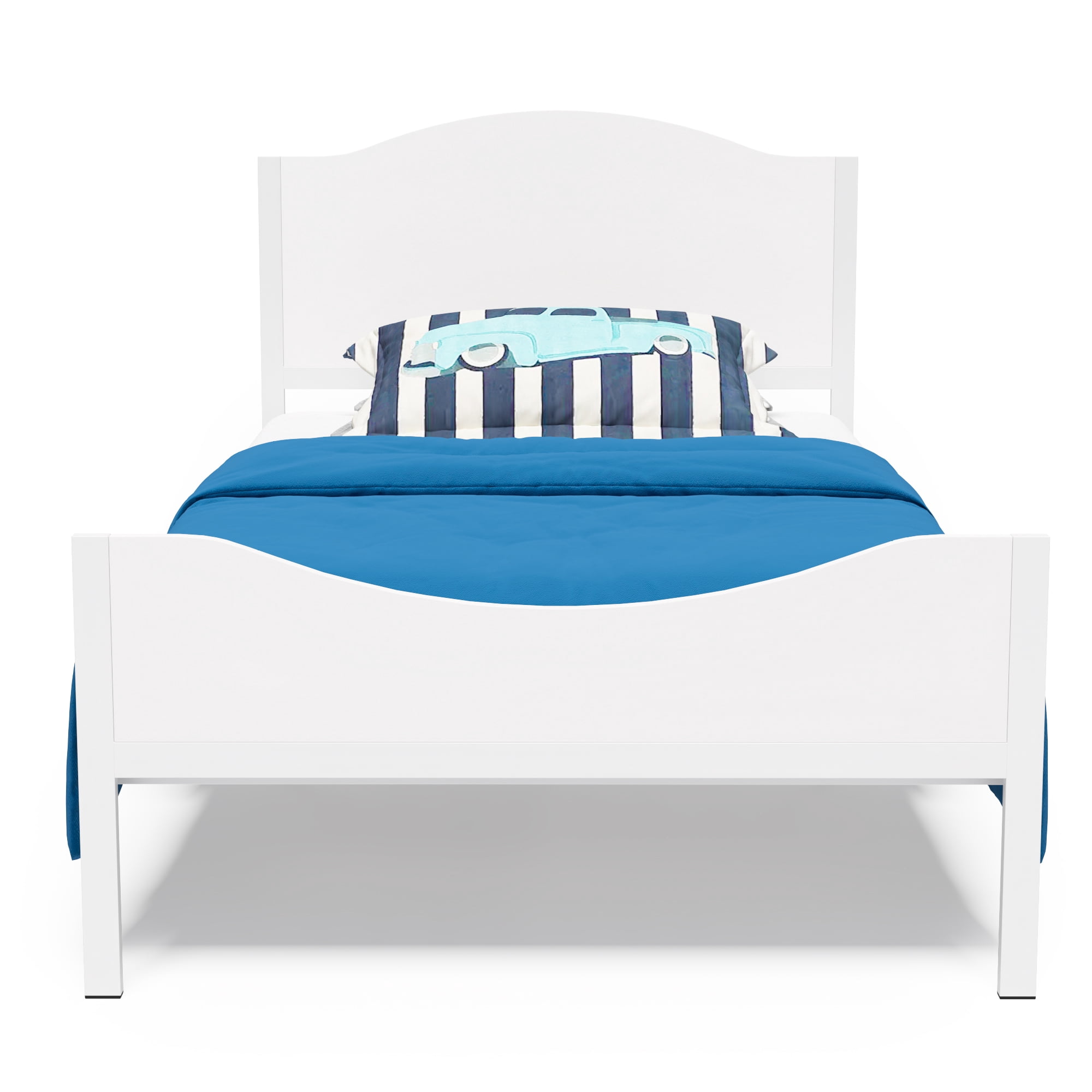 Yoneston Kids Twin Metal Platform Bed Frame with Wood Headboard for Kids and Teens, White Finish