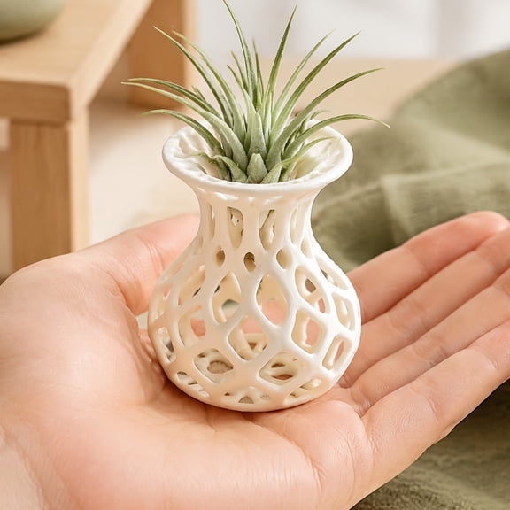 KGJQ 3D Printed Air Plant Holder, Hollow Mesh Vase, Artistic Display Stand, Modern Minimalist Tabletop Decor for Indoor Plants And Home Office