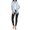 thumbnail image 3 of Women's Casual Short Sleeve Draped Open Front Solid Cardigan, 3 of 5