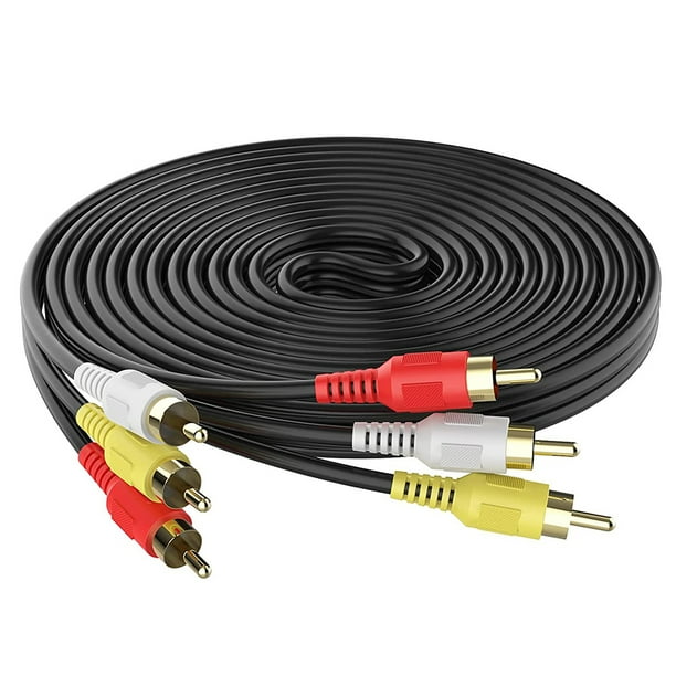 Cable AV 3 RCA Adaptador de cable de audio y video compuesto Conector de senal macho a macho para camara de TV DVD 10 m Inevent EL004988 01 Walmart en linea