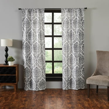 VCNY Home Danika 2-Piece Multicolor Damask Light-Filtering Curtain Panel Set, 28" x 84"