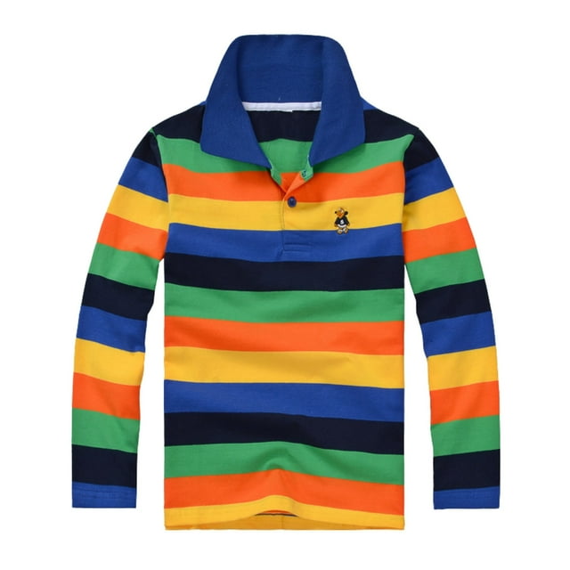 Polo Garçon Rayé Uniforme Garçon Chemise Boutonnée Manches Courtes 7-8 Ans Mode Garçon