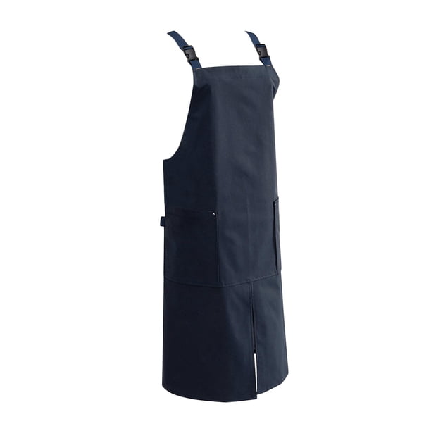 Delantal de cocina, delantal de chef, delantal de trabajo para restaurantes de café con bolsillo, delantal de chef de cocina Azul