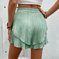 thumbnail image 2 of Krdevn Women's Pleated Wide Leg Shorts Summer Elastic Waist Casual Loose Fit High Waist Shorts Lightweight Breathable Pockets Beach Vacation Stretch,Size L, 2 of 5