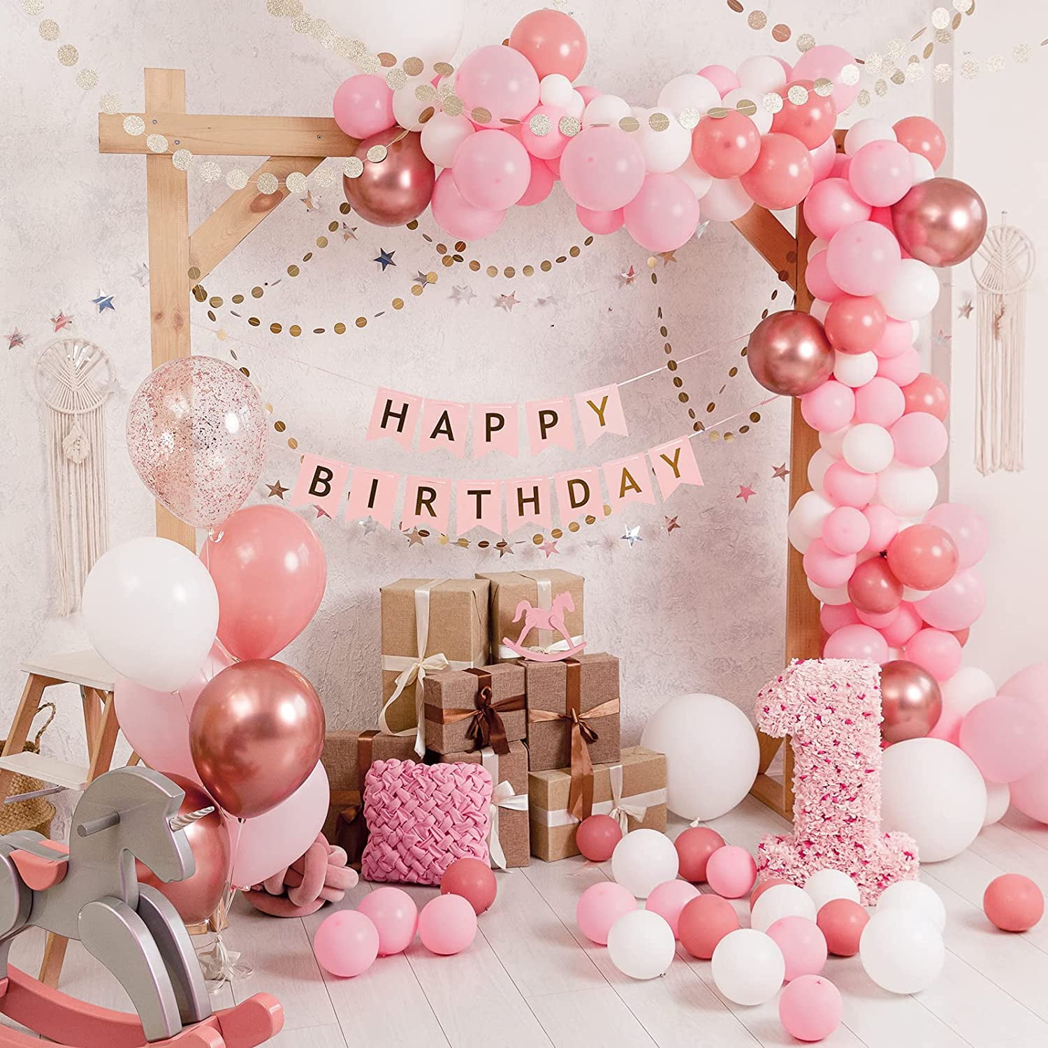 Burculy 129pcs Metallic Gold Balloons Different Sizes 18 12 10 5 Inch, Latex Balloon Garland Arch Kit for Party Graduation Wedding Holiday Happy Birthday Decoration