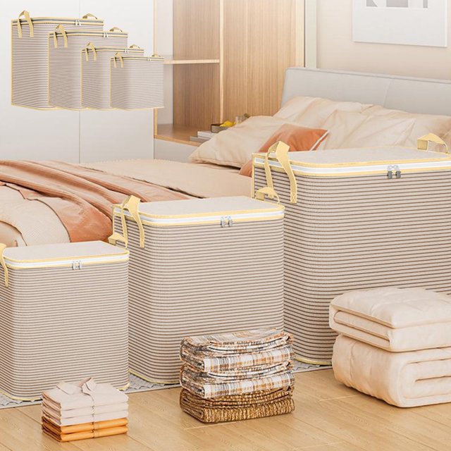 Bolsas de almacenamiento Allowith, grandes organizadores de mantas y ropa, contenedores para ropa de cama y edredones, organizador plegable con asa reforzada, cremalleras resistentes, bolsas de