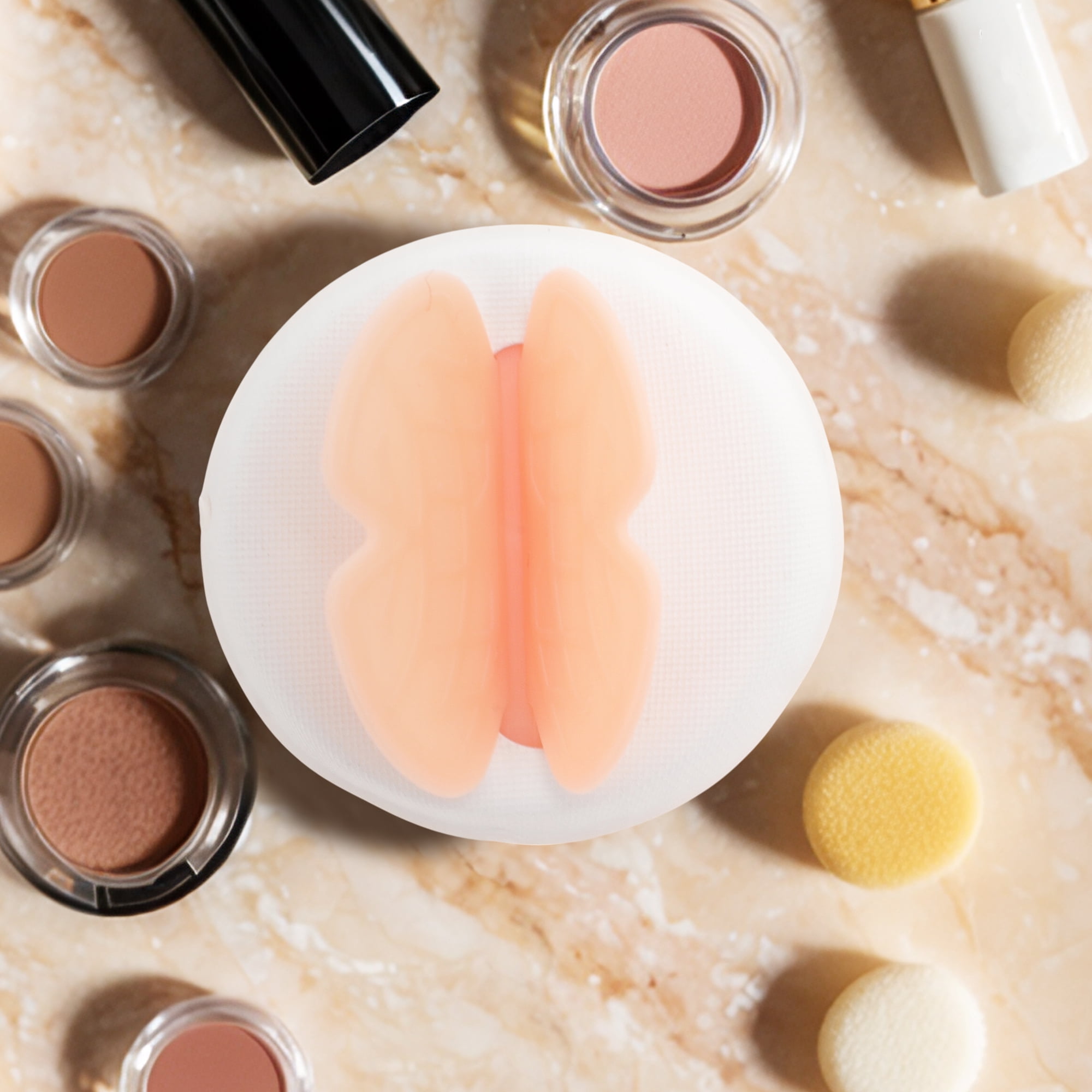 Unique Bargains 1 Pc Butterfly Face Makeup Sponge for Bedrooms Nude