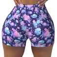 thumbnail image 2 of Daiia White Skull Flower Pattern Women's Workout Shorts Biker Shorts - High Waisted Workout Spandex Tummy Control Gym Running Yoga Shorts-Medium, 2 of 8