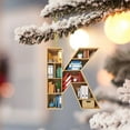 thumbnail image 2 of LanSuare 26 Christmas Letter Shaped Bookshelf Ornaments, A to Z Letters Xmas Hanging Ornament, 2D Acrylic Mini Bookshelf Pendant for Christmas Tree, Door Car Window Interior Decoration（K）, 2 of 6