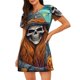 thumbnail image 1 of Easygdp Cartoon Pumpkin Skull Camisón de manga corta para mujer, informal, estampado, 1 of 6