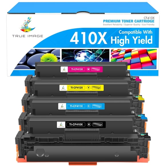 TRUE IMAGE Cartouche de Toner Compatible de Remplacement pour HP 410X 410A CF410X CF411X CF412X CF413X à Utiliser avec Color Laserjet Pro MFP M477fdw M477fdn M47