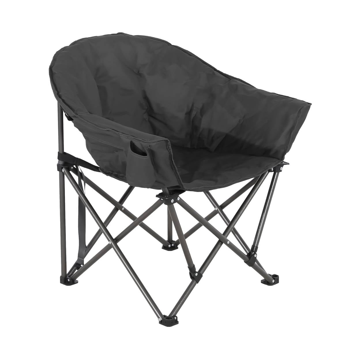 Oversized Folding Moon Chair, Padded Heavy-Duty Camping Chair with Multi-Pocket & Carry Bag, Portable Outdoor Chair for Camping Fishing Beach Backyard