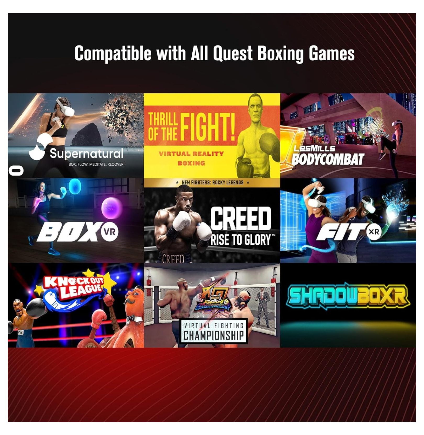 Ultimate Boxing Gloves - Updated Version and Improved Model VR Boxing Mitts Controller Accessory for Thrill of The Fight FitXR BoxVR - Rift S, Oculus 2, Index