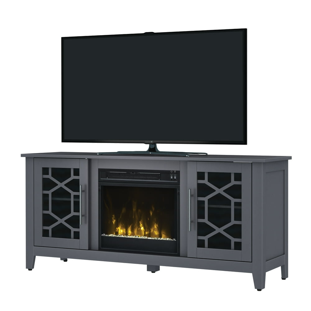 Elmhurst Cool Gray TV Stand for TVs up to 60" with Electric Fireplace