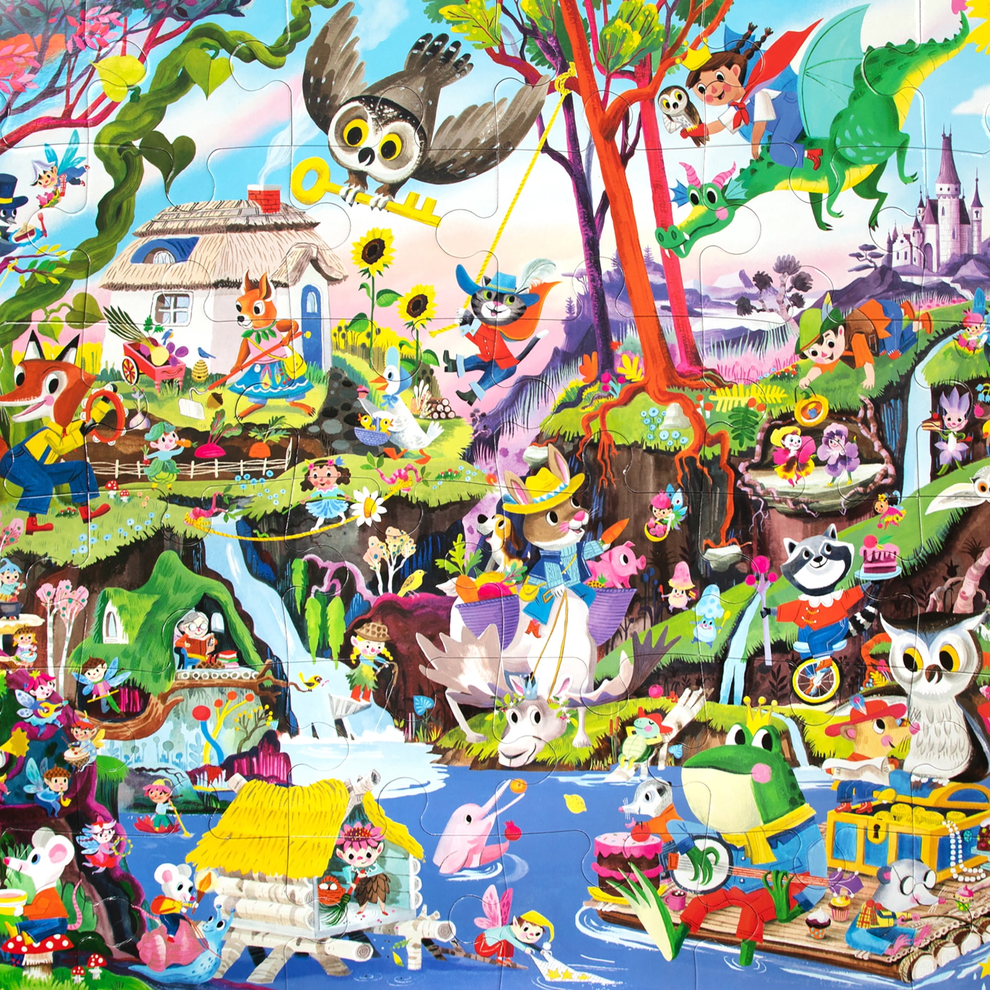 eeBoo: Fairies & Tales - 36 Piece Giant Puzzle - 24.4" x 20" Jigsaw, Oversized Colorful High-Quality Pieces, Childrens Fantasy Puzzle, Kids Ages 4+