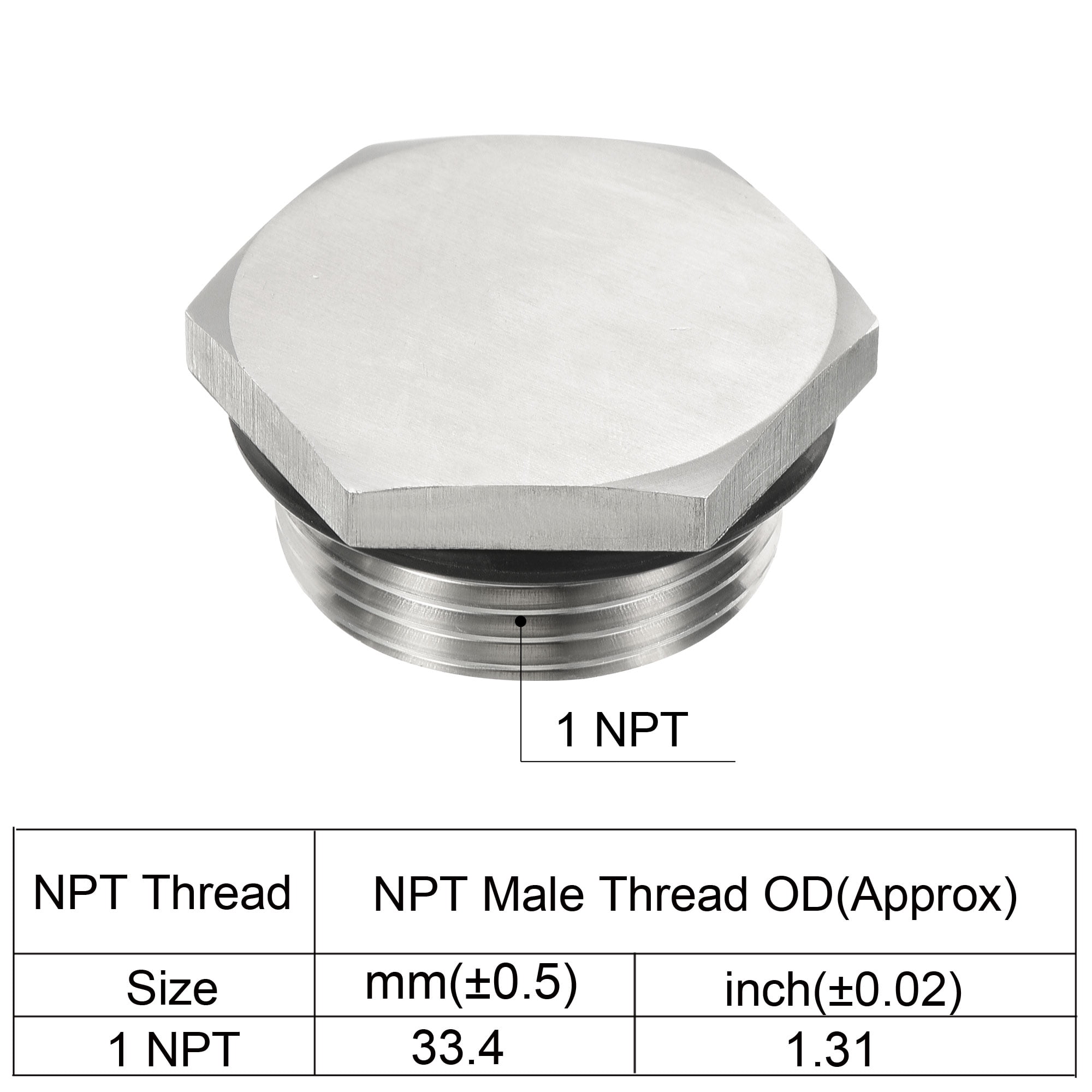 Unique Bargains Male Plug Stainless Steel Thread Hex Head Socket Pipe Fitting 1 38x19mm