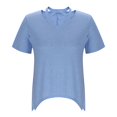thumbnail image 6 of Yigetop Plus Size T Shirts for Women Women Plus Size Tops Cut Out V Neck 3/4 Sleeve Blouses Casual Tunic Tops To Wear with Leggings Women T Shirt Blue 4XL, 6 of 7